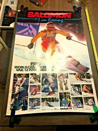 1989 Vintage Salomon Skiing World Championships Vail Poster 36 X 24 Large Rare