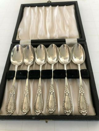 Lovely Cased Set Of 6 Solid Silver Tea Spoons (glasgow 1876) C.  W.  F 5.  5 "