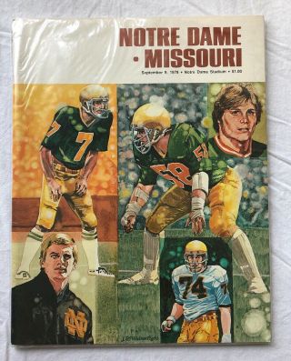 Vintage 1978 Ncaa Football Program Notre Dame Fighting Irish Vs Missouri Tigers
