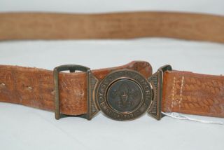 Vintage Boy Scout Stamped Leather Belt And Buckle 2