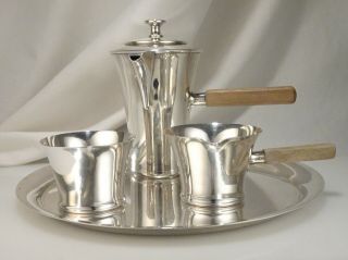 Porter Blanchard Art Deco Sterling Silver Coffee Pot Set & Tray - 58398