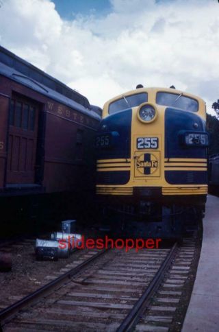 Slide Photo Santa Fe Railroad Emd F7 Locomotive 255 Freight Train 1953