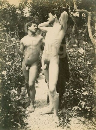 1890s Vintage Stamped Von Gloeden Early Male Nude Italian Duo Fine Art