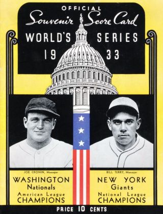 1933 World Series Score Card Photo Giants Vs Senators The Giants Win In 5 8 X10