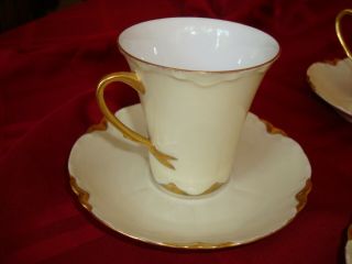 ANTIQUE HAVILAND LIMOGES CHOCOLATE COFFEE TEA SET 10 CUPS SAUCERS CREAM & GOLD 2
