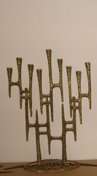 Mid - Century Modernist Mcm Brutalist Design Wainberg Brass Hanukkah Menorah