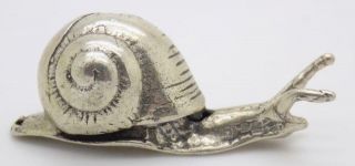 Vintage Solid Silver Italian Made Real Life Size Snail Figurine,  Stamped