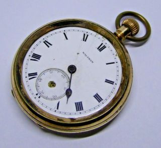 Vintage Waltham Gold Plated Star Open Faced Mechanical Hand Wind Pocket Watch