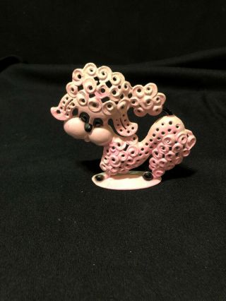 Vintage Revere Pink Metal Poodle Earring Holder / Organizer Dog Earring Tree