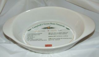 Vintage 2008 Campbells Oval Green Bean Casserole Bake Dish W/recipe