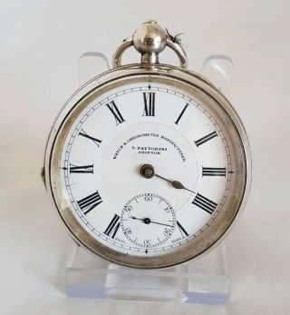 Antique Sterling Silver Open Faced Pocket Watchbirmingham 1900.  By T Fattorini