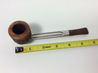 Vintage Falcon Aluminum Tobacco Smoking Pipe Carved Wood Bowl