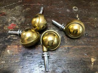 4 Vintage Shepherd Brass Casters Wheels Balls