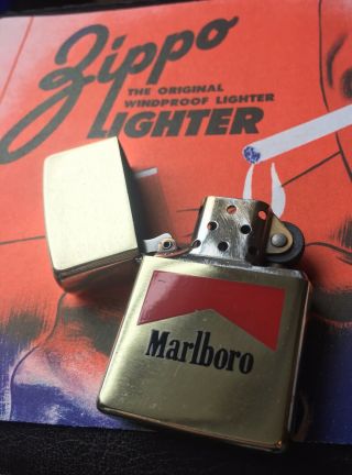 Marlboro Zippo Lighter Rare Unusual 1990 Brass