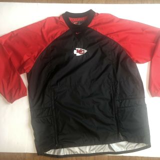 Nike Men’s Xl Kansas City Chiefs Pullover Windbreaker Jacket Black Red Nylon