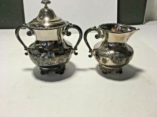 Vintage Rochester York Van Bergh Silver Plate Co Tea Set Creamer And Sugar
