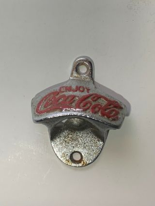Vintage Cast Iron " Drink Coca Cola " Wall Mounted Bottle Opener Coke Nostalgic