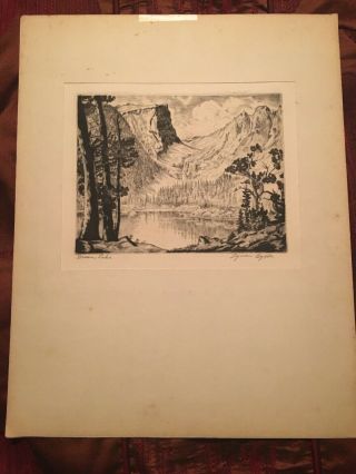 Vintage Lyman Byxbe Signed Dream Lake Etching Pencil Signed