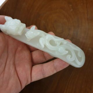 Fine And Antique Chinese White Jade Belt Hook 18th