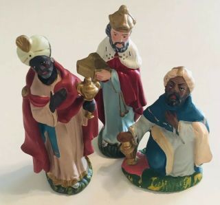 Vintage Modern 5 " Ceramic Nativity Figure 3 Kings Three Wisemen Wise Men