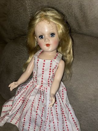 Vintage Mary Hoyer Doll 14 " 1950s Hard Plastic Long Blonde Hair Beauty