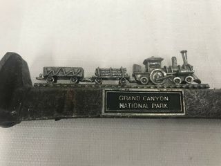 Vintage Grand Canyon National Park Souvenir Railroad Spike W/ Pewter Train Euc