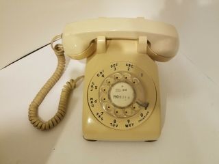 Rotary Dial Phone Vintage Telephone Retro Beige Western Electric 500dm