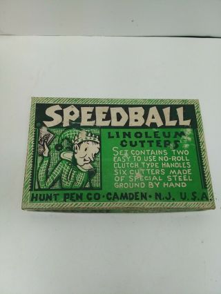 Vintage Speedball Linoleum Cutter Assortment Blades 4 Handles
