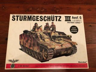 Vintage Bandai German Ww2 Sturmgeschutz Iii Ausf.  G 1/48 Model Kit