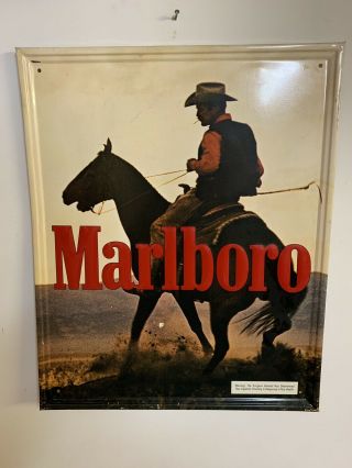 Vintage Marlboro Cowboy And Horses Metal Store Sign