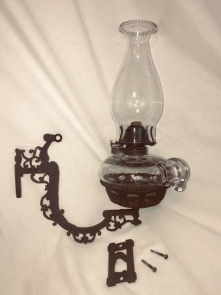 Antique Cast Iron Wall Bracket Finger Oil Lamp Eagle Burner Eastlake Victorian