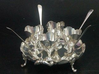 Silver Plated Egg Cup And Spoon Set By Walker And Hall C1920s