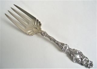 Antique Whiting Lily 9 1/8 Large Sterling Silver Serving Fork Gold Wash No Mono