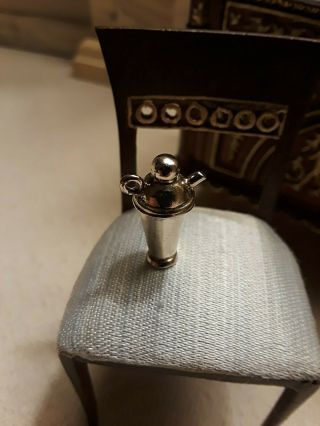 ONE MINIATURE ANTIQUE STERLING SILVER COCKTAIL SHAKER,  DOLL HOUSE 1:12 scale 2
