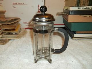 Vintage Pyrex French Coffee Tea Press,  Stainless And Pyrex Glass