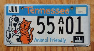 2011 Tennessee Pet Animal Friendly License Plate - Dog Cat