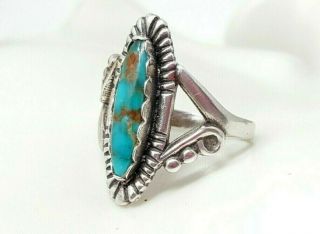 Vintage Sterling Silver Navajo Turquoise Band Ring Size 8