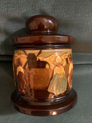 Antique Royal Doulton Kingsware Tobacco Jar Made 1900 Dutch Scene