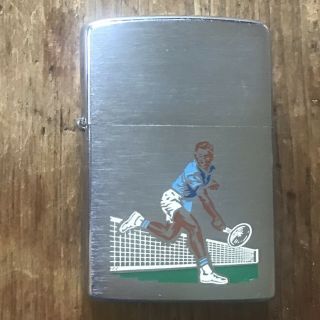 1979 Zippo Lighter Sports Series Rare Male Tennis Play Unfired Vintage