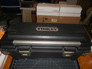 Rare Vintage Stanley 24 " Classic Plastic Pro Tool Box With Top Organizer