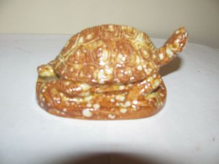Vintage Rookwood Art Potteryturtle 1991/1686 Brown With White Spots Paperweight