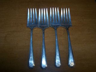4 Lovely Wm Rogers Mfg Co Aa 1920s Lafrance Pattern Salad Forks Vgc