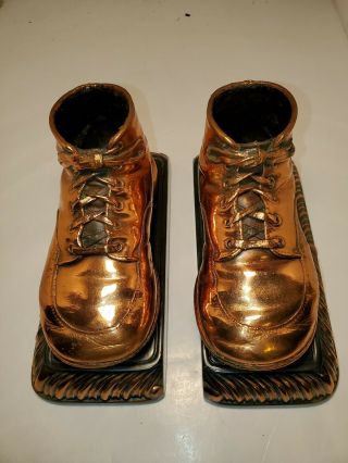Bronzed Baby Shoe Bookends 1950 