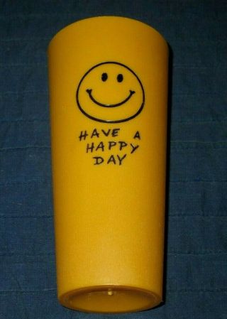 Have A Happy Day - Smiley Face - Smile - Vintage 1970s Era Yellow Drinking Cup