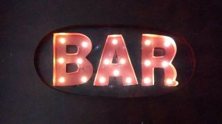 Bar Sign Vintage Metal Battery Operated Lights 18 X 8.  5 X 1.  75 Inches
