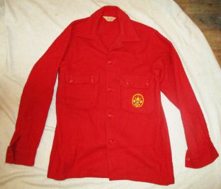 Vintage Official Boy Scouts Of America Red Wool Jacket 38 Early Bsa Patch