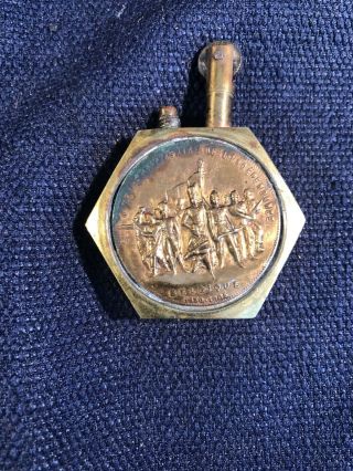 Antique Belgique 1830 - 1905 Belgium Independence Trench Art Brass Copper Lighter