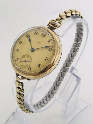 Rare 1917 Elgin Open Face Wind Up 15j Pocket Watch Wristwatch - Vintage