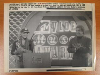 Vintage Wire Ap Photo Janet Jackson & Tom Jones Singer Mtv Music Video Awards If