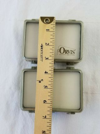 2x vintage Orvis Fly Boxes plastic cases,  empty 2 sided holders set 3